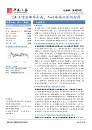 Q4业绩创单季新高，加码布局环保新材料