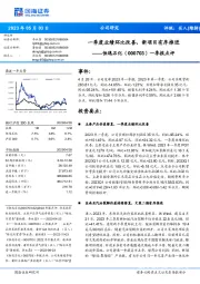 一季报点评:一季度业绩环比改善,新项目有序推进