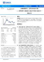 2022年年报及2023年一季报点评：业绩短期承压，各项业务成长可期