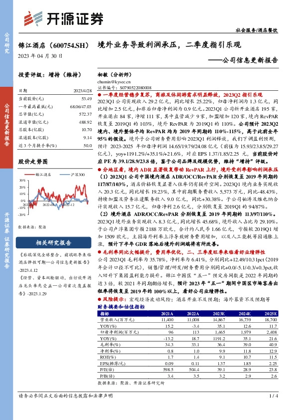 公司信息更新报告：境外业务导致利润承压，二季度指引乐观