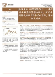 一季度黄金融资租赁影响较大,矿产金销售成本较22年Q4下降,降本初见成效