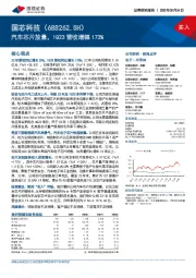 汽车芯片放量，1Q23营收增幅173%