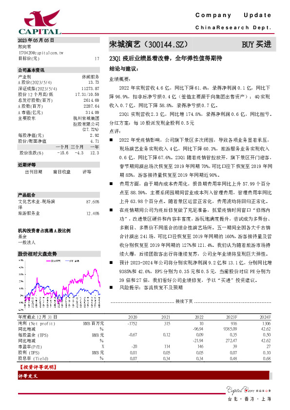 23Q1疫后业绩显着改善，全年弹性值得期待
