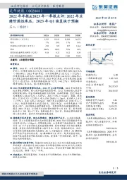 2022年年报&2023年一季报点评：2022年业绩阶段性承压，2023年Q1恢复快于预期