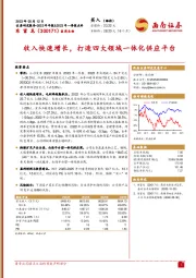 收入快速增长，打造四大领域一体化供应平台
