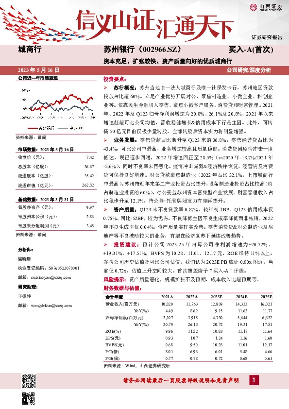 资本充足、扩张较快、资产质量向好的优质城商行