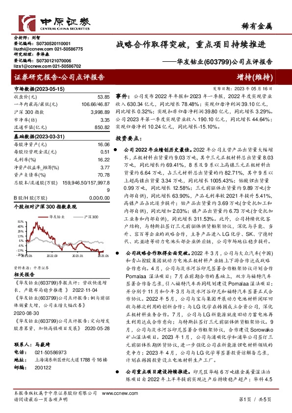 公司点评报告：战略合作取得突破，重点项目持续推进