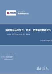 公司深度报告:横向布局纵向整合,打造一站式精密制造龙头