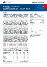 打造高端新材料研发应用一体化的平台公司