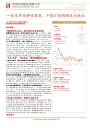 一体化布局持续推进,产能扩张稳固龙头地位
