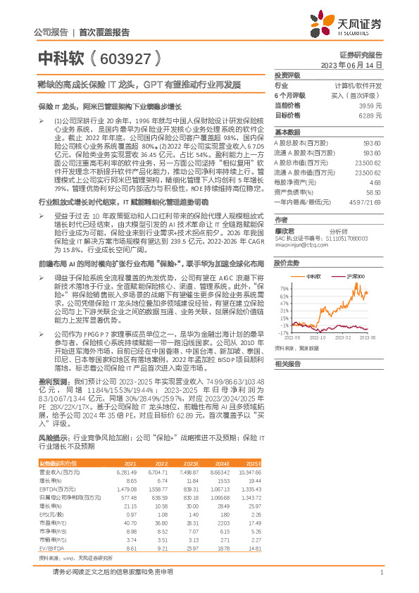 稀缺的高成长保险IT龙头，GPT有望推动行业再发展