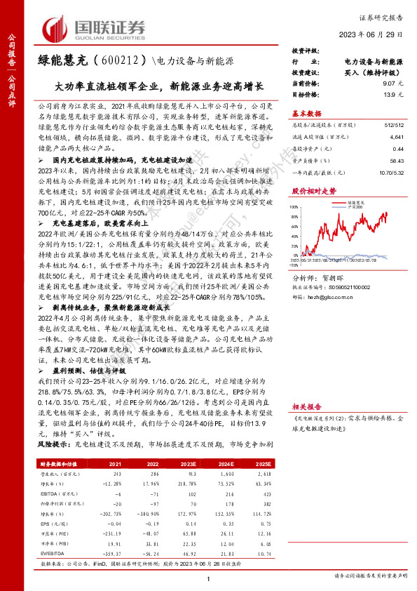 大功率直流桩领军企业，新能源业务迎高增长