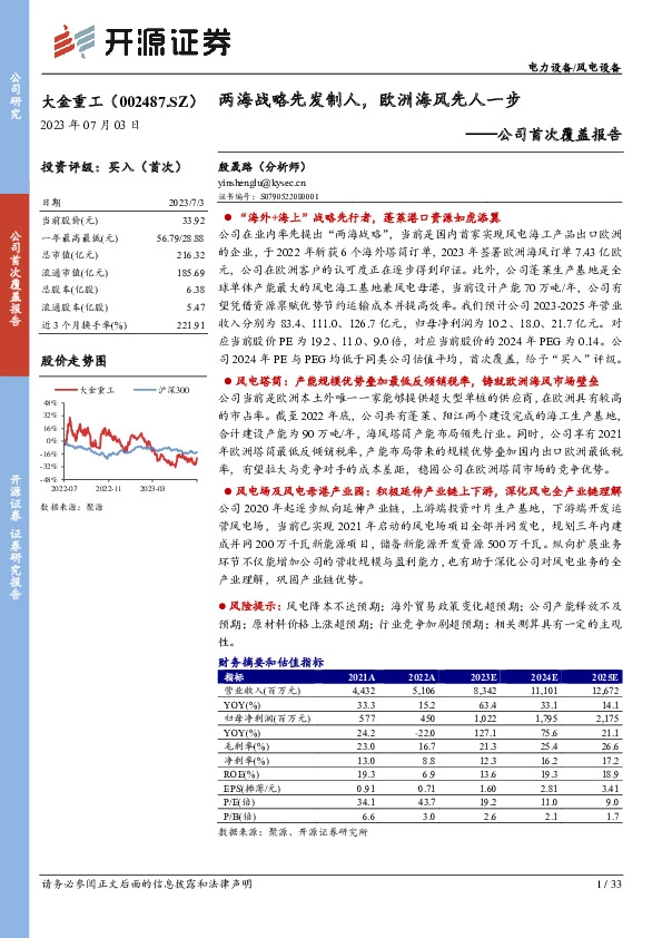 公司首次覆盖报告：两海战略先发制人，欧洲海风先人一步