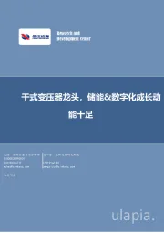 干式变压器龙头,储能&数字化成长动能十足