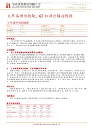 大单品增长持续,Q2扣非业绩超预期