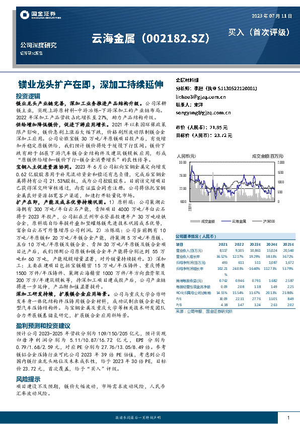 镁业龙头扩产在即，深加工持续延伸