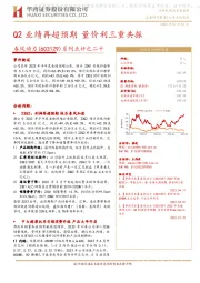 系列点评之二十：Q2业绩再超预期 量价利三重共振