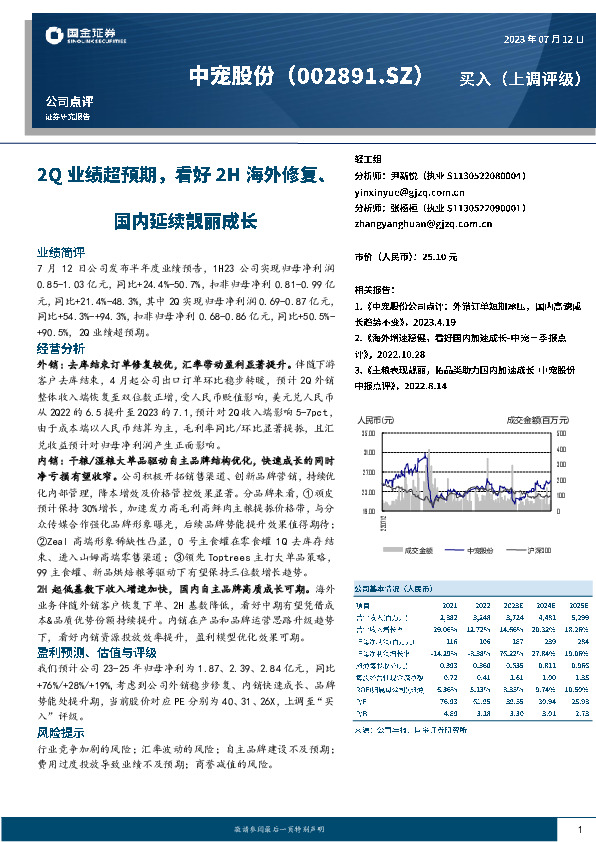 2Q业绩超预期，看好2H海外修复、国内延续靓丽成长