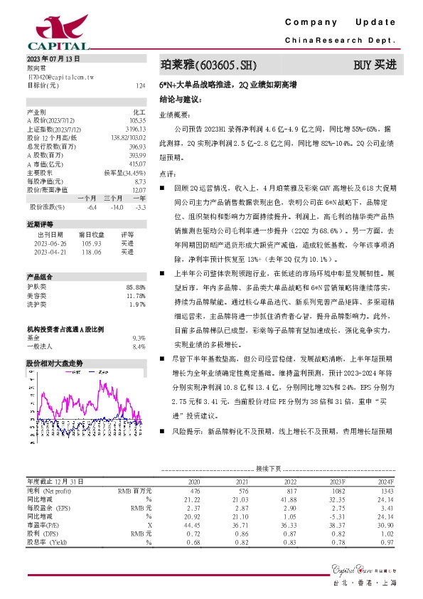 6*N+大单品战略推进，2Q业绩如期高增