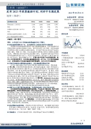 发布2023年股票激励计划，利好中长期发展