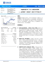 2023年半年报点评：把握渠道红利，收入业绩表现亮眼