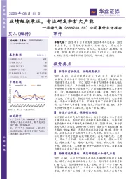 公司事件点评报告:业绩短期承压,专注研发和扩大产能