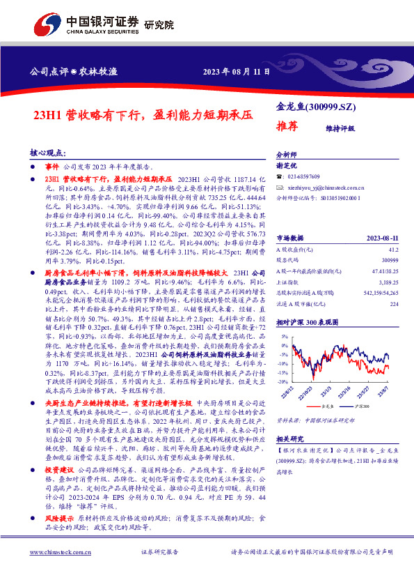 23H1营收略有下行，盈利能力短期承压