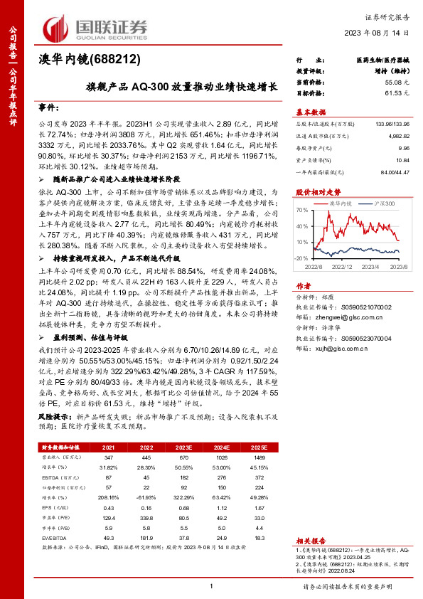 旗舰产品AQ-300放量推动业绩快速增长