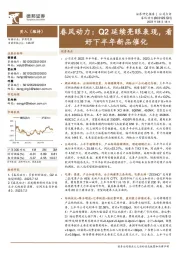 春风动力：Q2延续亮眼表现，看好下半年新品催化