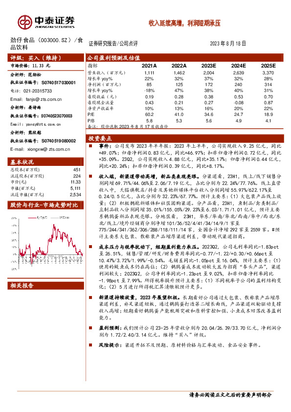 收入延续高增，利润短期承压
