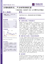 公司事件点评报告：业绩短期承压，产品矩阵持续完善