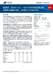 2023年半年报业绩点评：电解液出货量稳步增长，有机氟化工打开成长空间