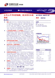 公司上半年经营稳健,欧洲项目加速推进
