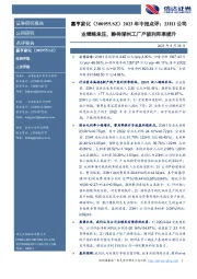 2023年中报点评：23H1公司业绩略承压，静待湖州工厂产能利用率提升