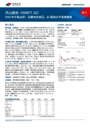 2023年中报点评：业绩有所承压，Q2盈利水平底部修复