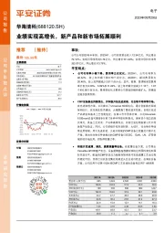 业绩实现高增长，新产品和新市场拓展顺利