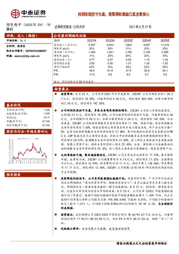 利润实现扭亏为盈，股票期权激励凸显发展信心