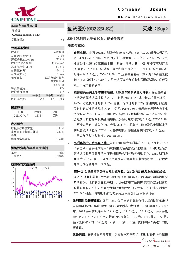 23H1净利同比增长90%，略好于预期