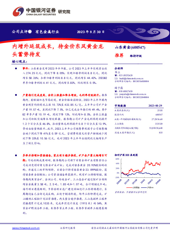 内增外延筑成长，待金价东风黄金龙头蓄势待发