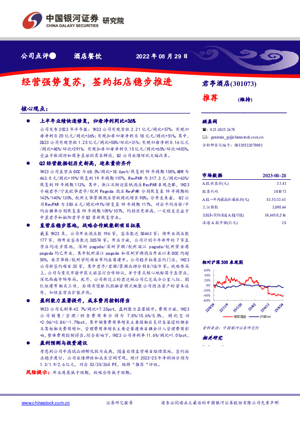 经营强势复苏，签约拓店稳步推进