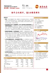 海外占比提升，Q2业绩高增长