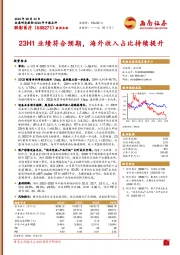 23H1业绩符合预期，海外收入占比持续提升