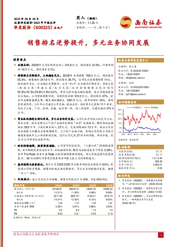 销售排名逆势提升，多元业务协同发展