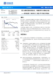 2023年中报点评报告：Q3业绩有望迎来拐点，新建项目长期成长高