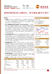 畜禽价格低迷H1业绩承压，降本增效Q2环比减亏