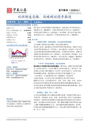 利润增速亮眼，战略规划稳步推进