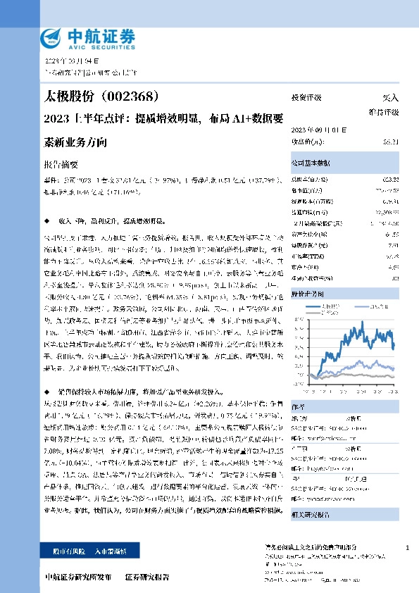 2023上半年点评：提质增效明显，布局AI+数据要素新业务方向