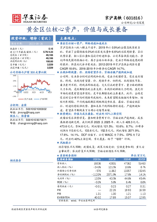 黄金区位核心资产，价值与成长兼备