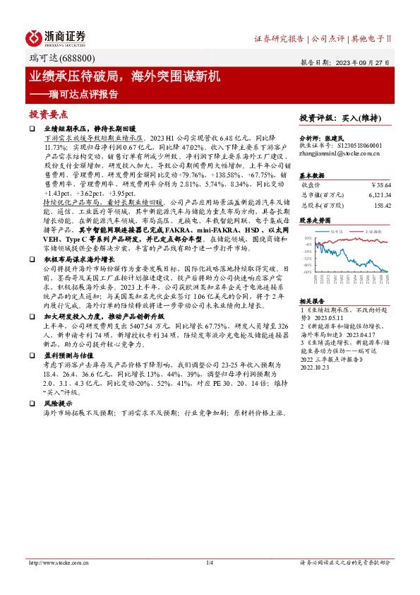 瑞可达点评报告：业绩承压待破局，海外突围谋新机