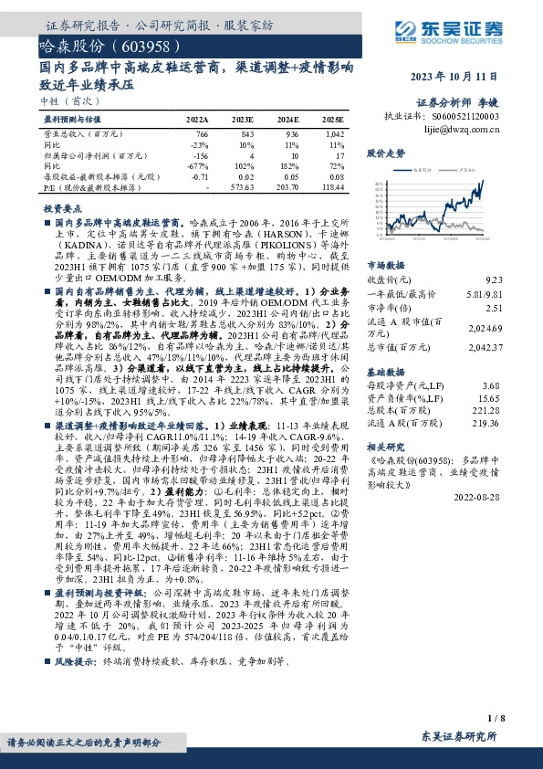 国内多品牌中高端皮鞋运营商，渠道调整+疫情影响致近年业绩承压